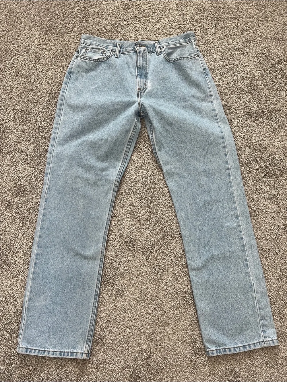 George Men's Regular Fit Straight Cotton Jeans Light Wash - Size 34x32
